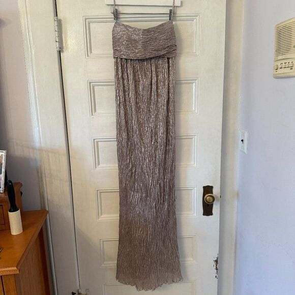 Tory Burch Silver Metallic Shimmering Maxi Skirt - Picture 2 of 10
